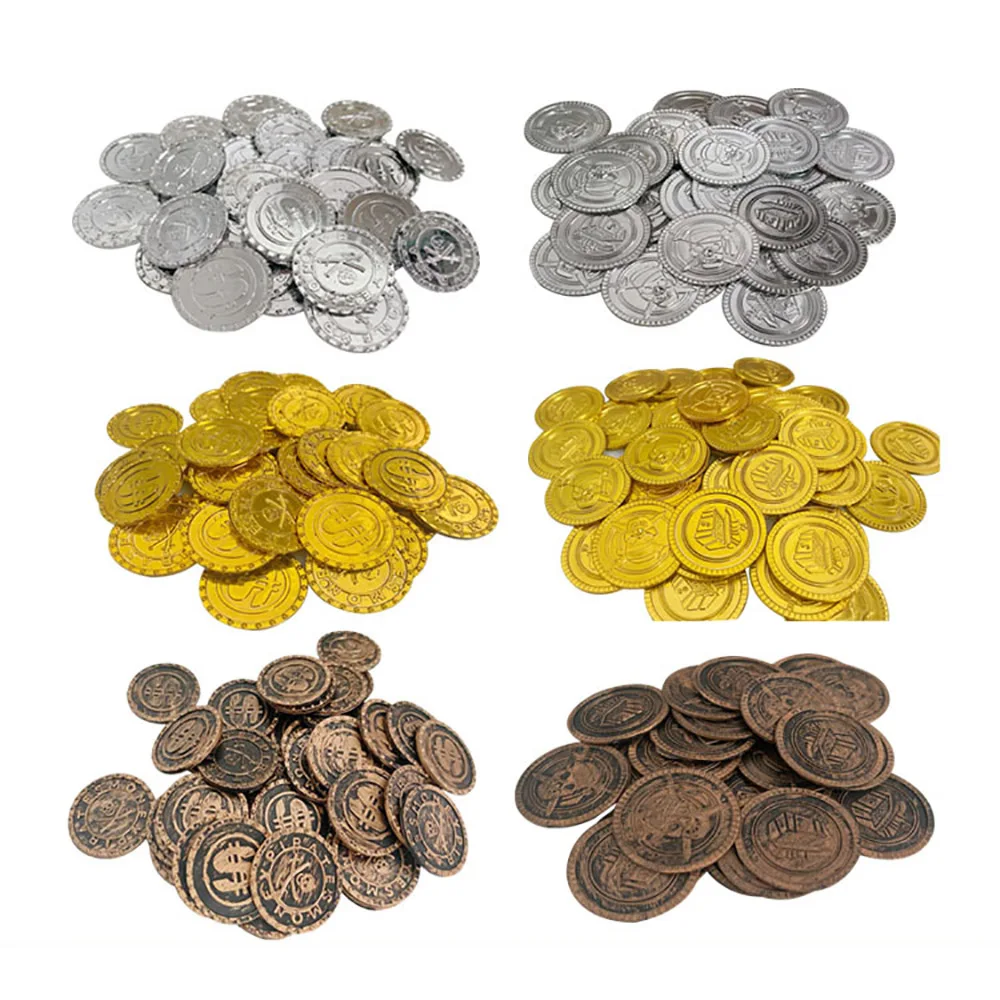 Arcade Game Coin - 100/200PCS 플라스틱 해적 금은 동전 할로윈