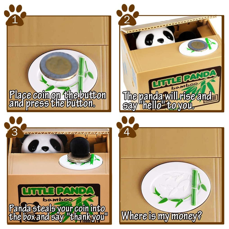 고양이 판다 훔치는 동전 돈 상자, 자동 동전 저금통  - Coin Operated Kiddie Ride 리뷰 및 가격